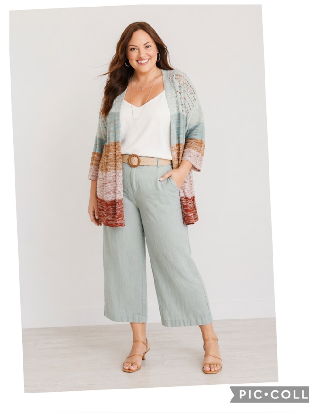 Maurices 2X Striped Open Stitch Lightweight Duster Cardigan
